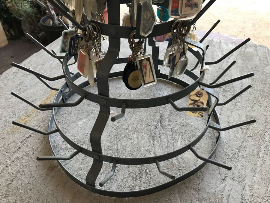 Round 6-Tier Metal Display Rack Filled With Vintage Keychains - See Photos [Photo 4]