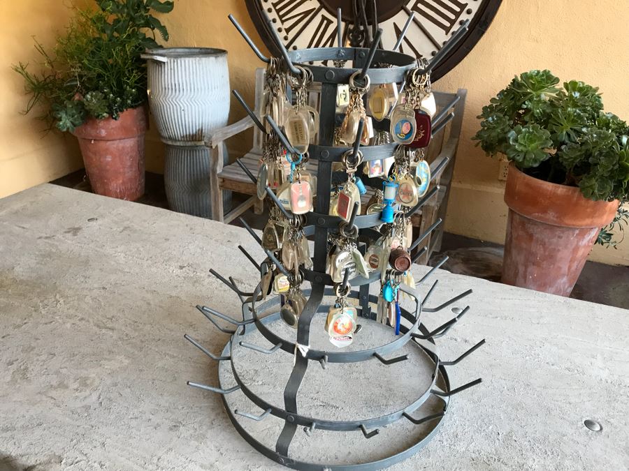 Round 6-Tier Metal Display Rack Filled With Vintage Keychains - See Photos [Photo 10]
