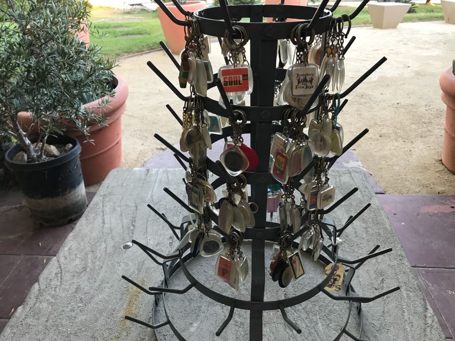 Round 6-Tier Metal Display Rack Filled With Vintage Keychains - See Photos [Photo 3]