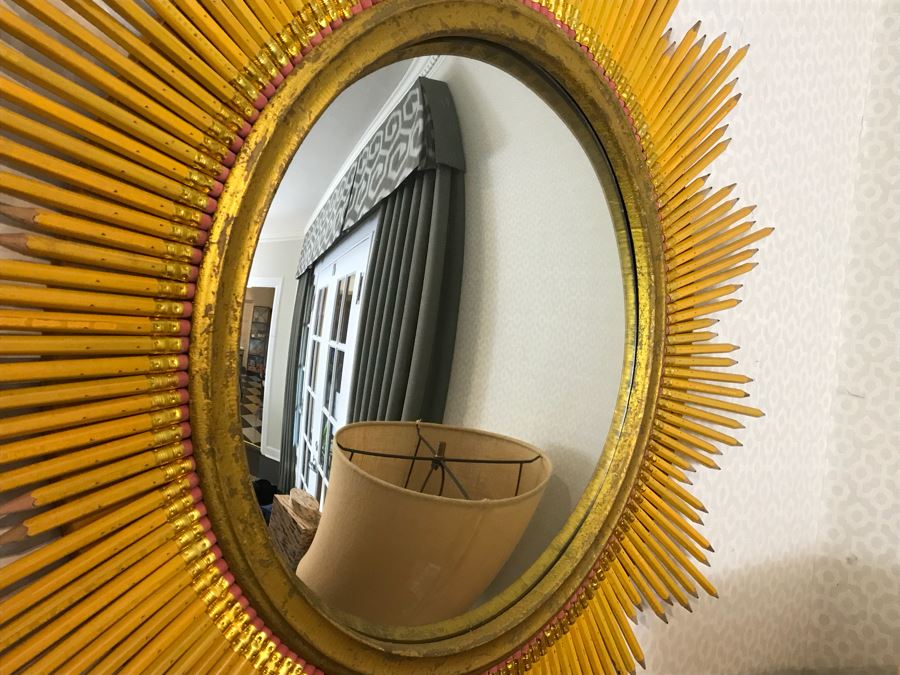 Very Cool Starburst Convex Mirror Made Of Sharpened No 2 Pencils [Photo 9]
