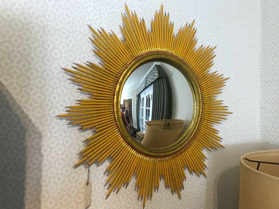 Very Cool Starburst Convex Mirror Made Of Sharpened No 2 Pencils