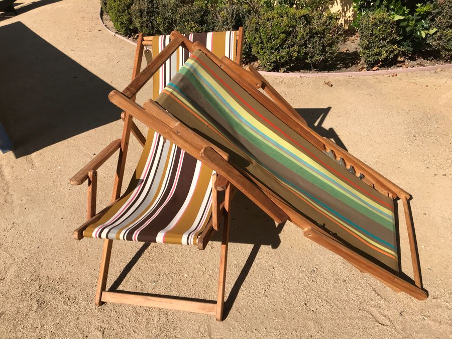 Pair Of Outdoor Folding Sling Armchairs [Photo 5]