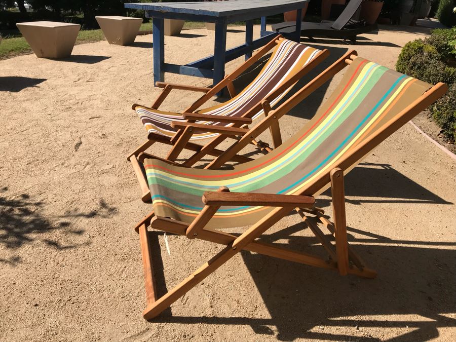 Pair Of Outdoor Folding Sling Armchairs [Photo 3]