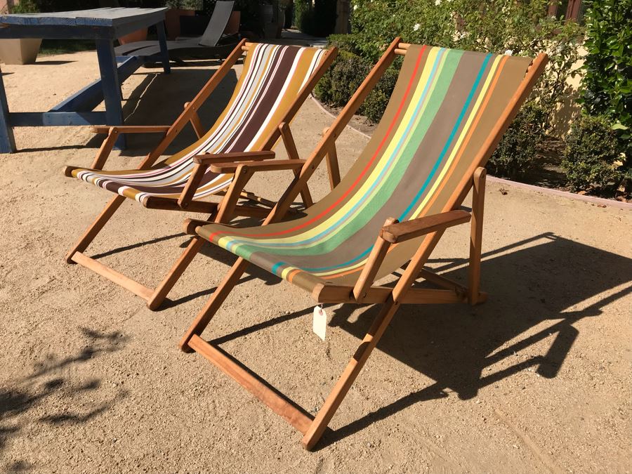 Pair Of Outdoor Folding Sling Armchairs [Photo 2]