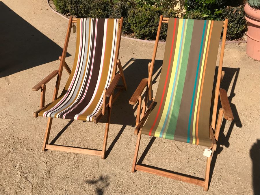 Pair Of Outdoor Folding Sling Armchairs [Photo 4]