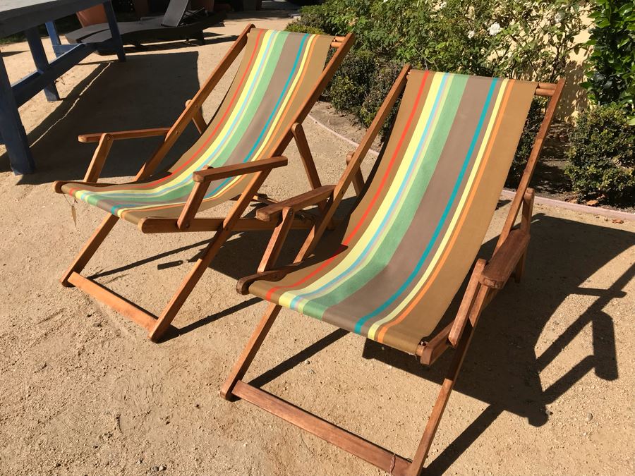 Pair Of Outdoor Folding Sling Armchairs [Photo 2]