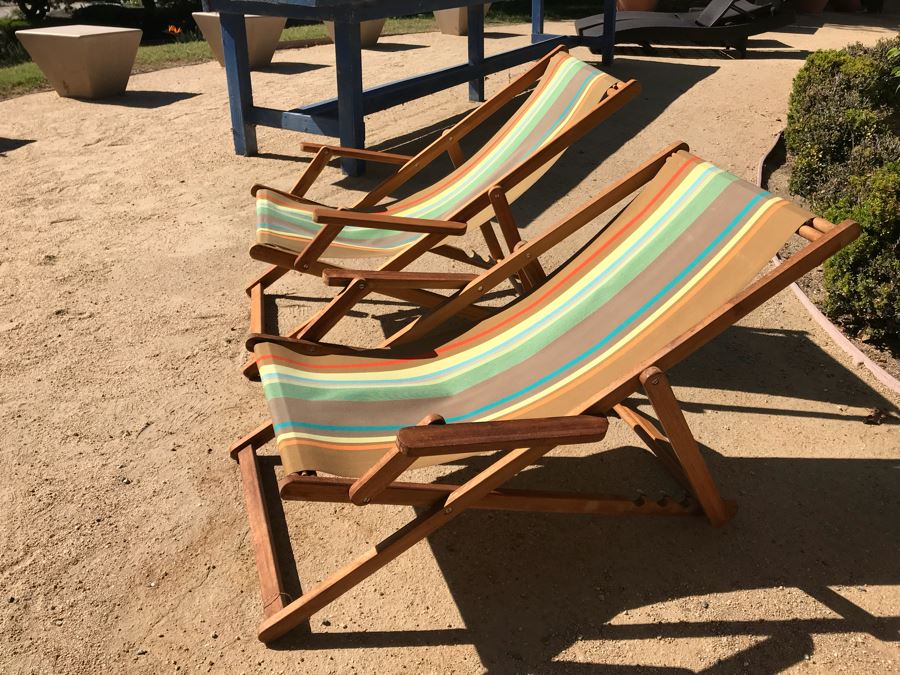 Pair Of Outdoor Folding Sling Armchairs [Photo 5]