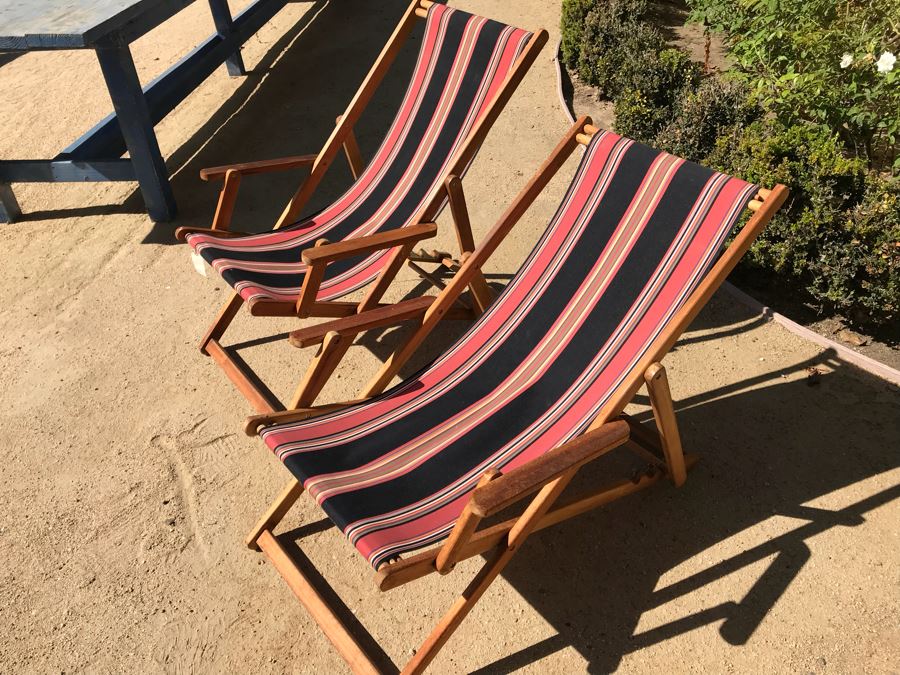 Pair Of Outdoor Folding Sling Armchairs [Photo 4]