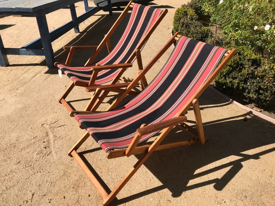 Pair Of Outdoor Folding Sling Armchairs [Photo 3]