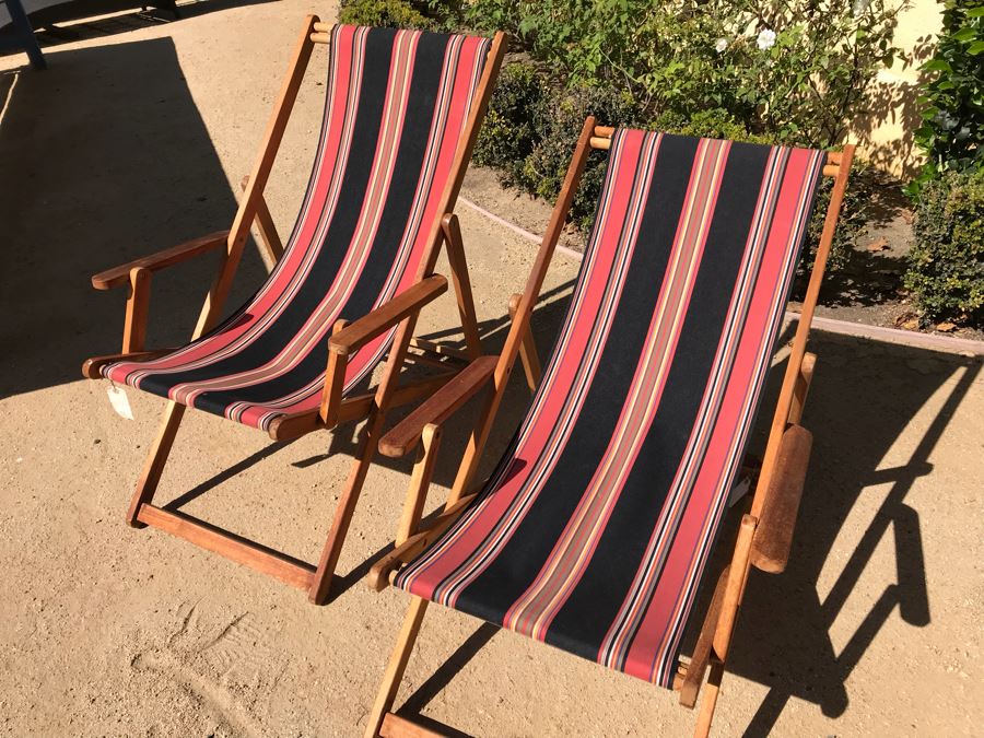 Pair Of Outdoor Folding Sling Armchairs [Photo 5]