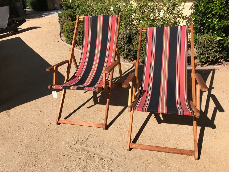 Pair Of Outdoor Folding Sling Armchairs [Photo 2]