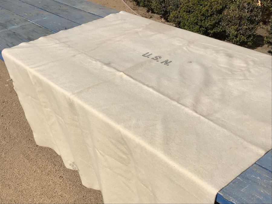Vintage U.S.N. Navy Wool Blanket [Photo 3]