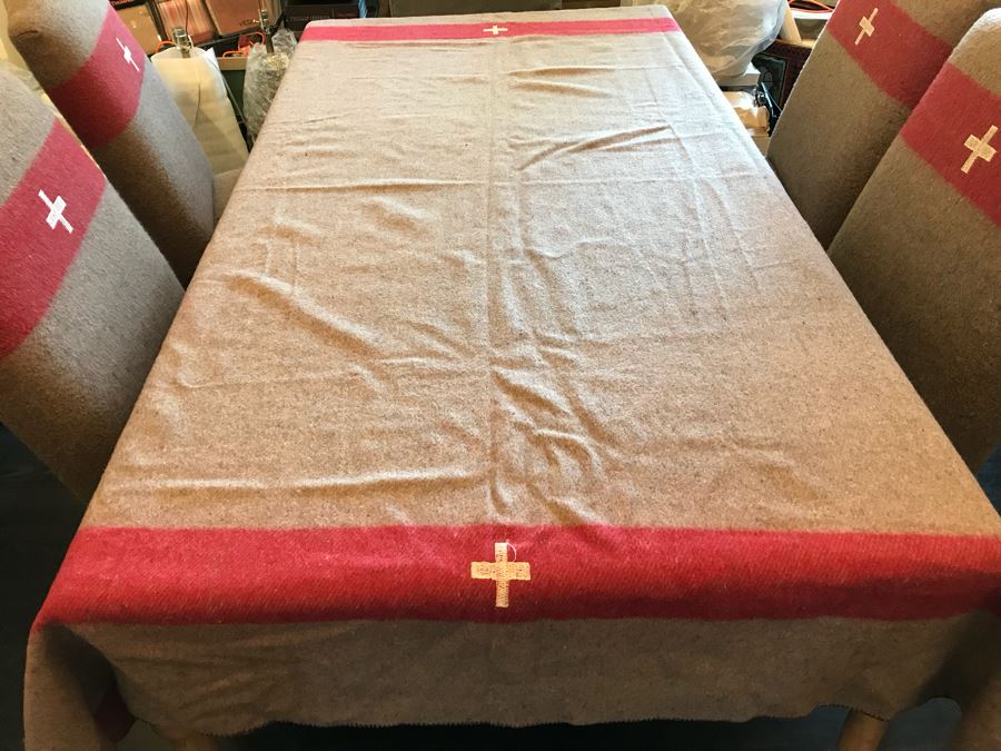 Vintage Swiss Wool Blanket Retail $225 (Matches Chairs In This Sale) [Photo 1]