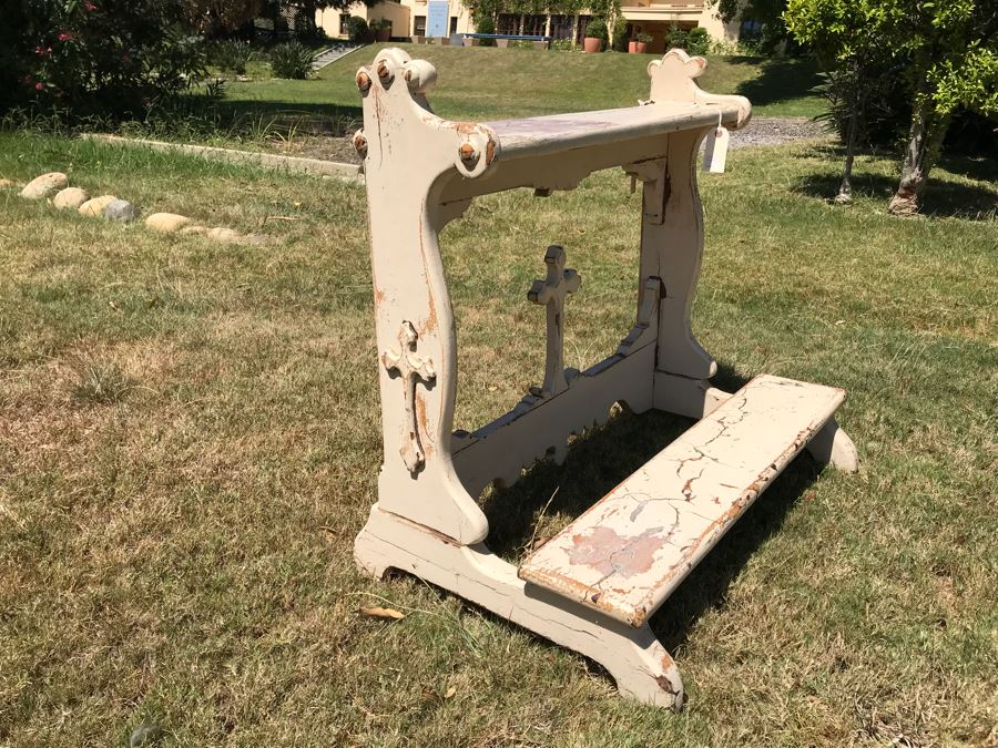 Vintage Shabby Chic Church Kneeling Prayer Bench Retail $1,200 [Photo 8]