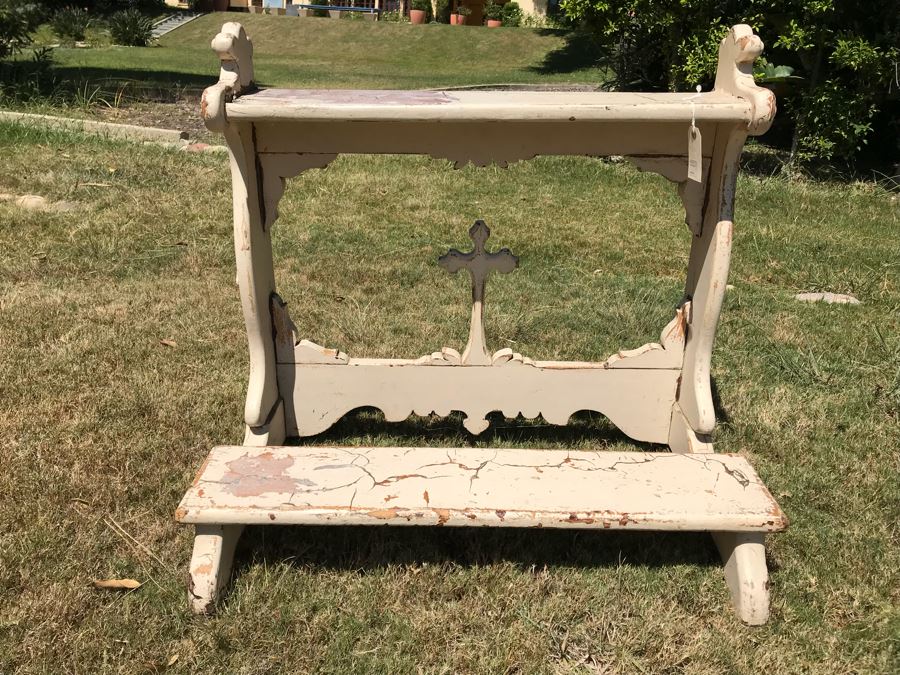 Vintage Shabby Chic Church Kneeling Prayer Bench Retail $1,200 [Photo 3]