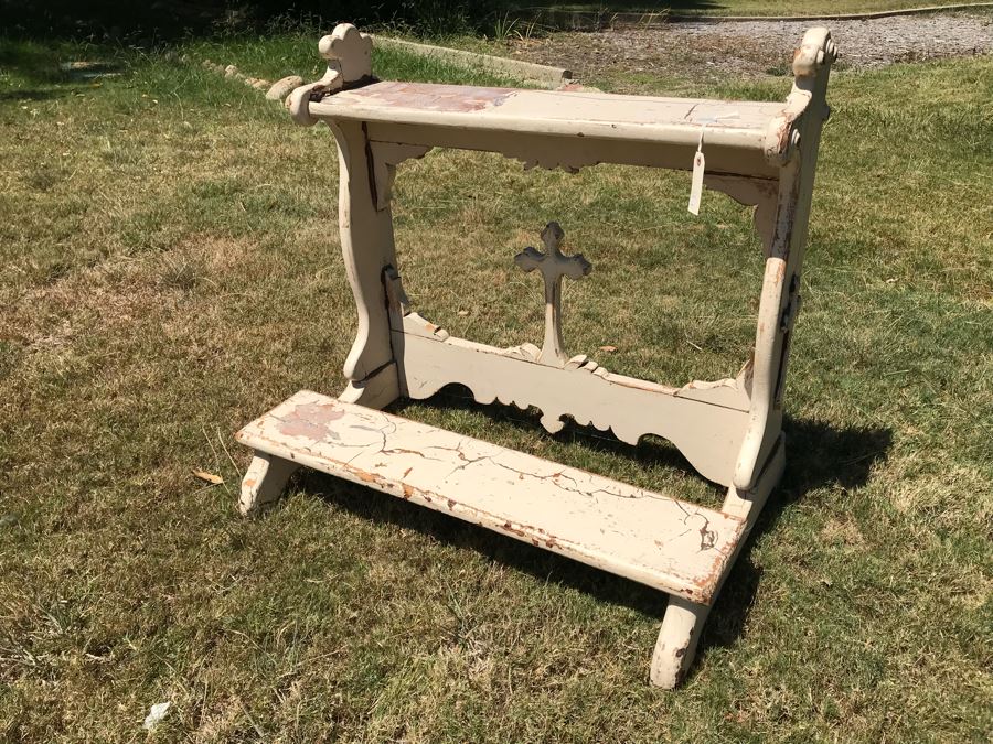 Vintage Shabby Chic Church Kneeling Prayer Bench Retail $1,200 [Photo 4]