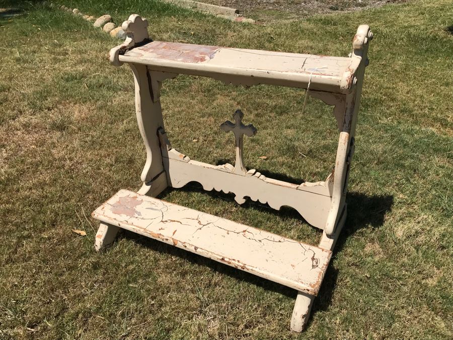 Vintage Shabby Chic Church Kneeling Prayer Bench Retail $1,200 [Photo 5]