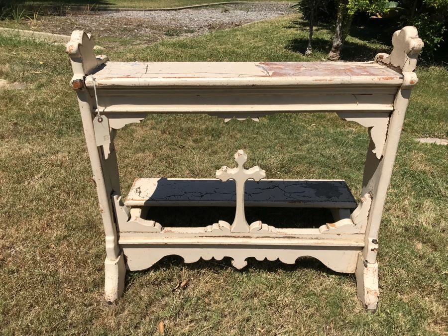Vintage Shabby Chic Church Kneeling Prayer Bench Retail $1,200 [Photo 11]