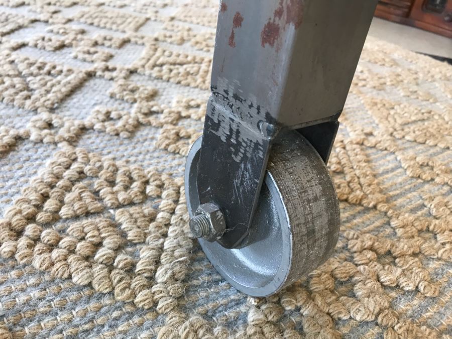 Large Metal Industrial Table On Casters 72' X 30'