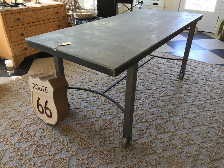 Large Metal Industrial Table On Casters 72' X 30' [Photo 8]