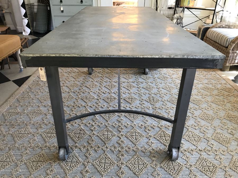 Large Metal Industrial Table On Casters 72' X 30' [Photo 3]