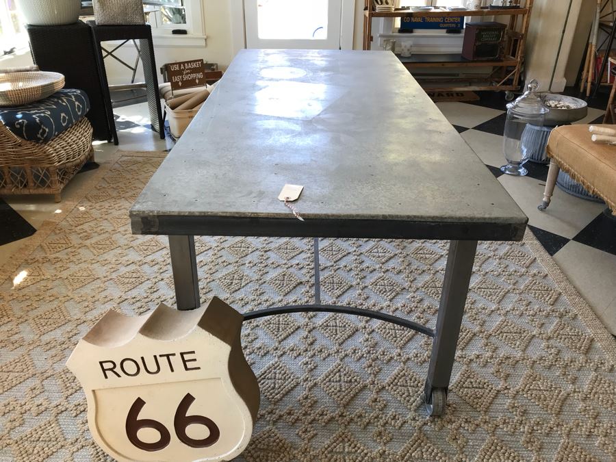 Large Metal Industrial Table On Casters 72' X 30' [Photo 9]
