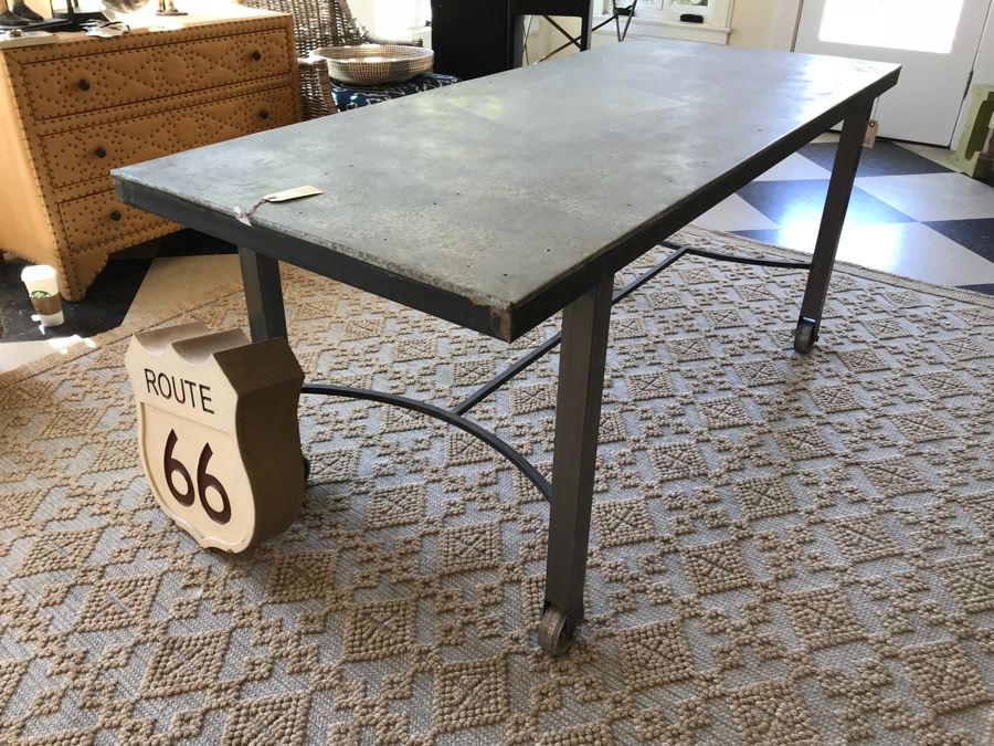 Large Metal Industrial Table On Casters 72' X 30' [Photo 7]