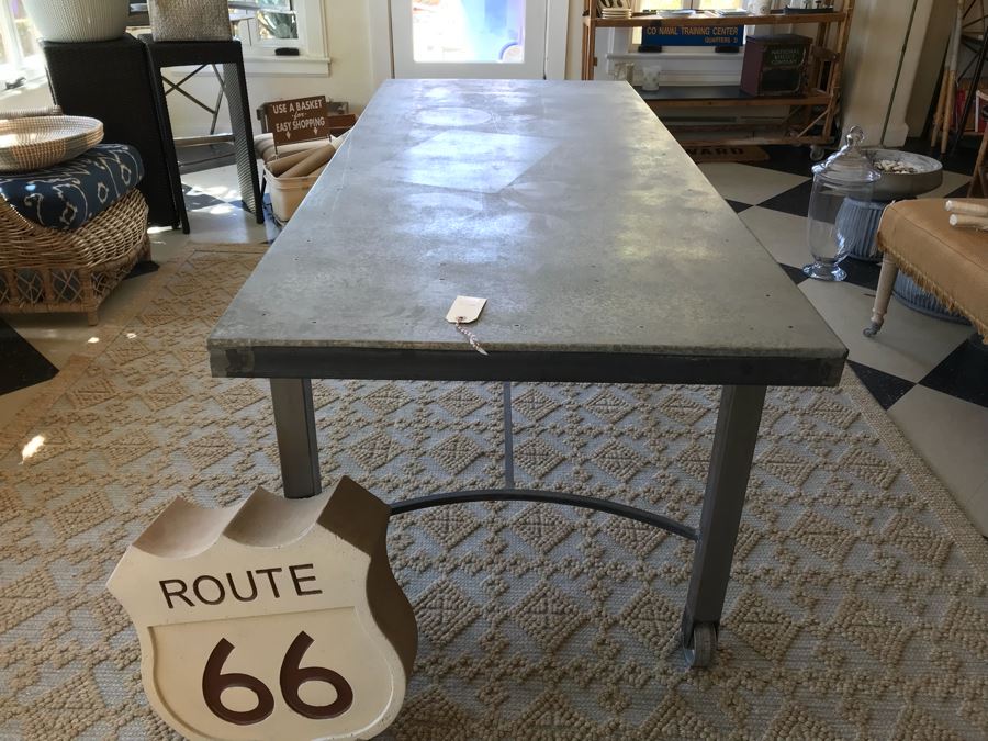 Large Metal Industrial Table On Casters 72' X 30' [Photo 10]