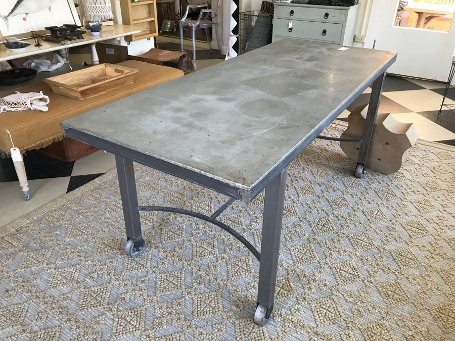 Large Metal Industrial Table On Casters 72' X 30' [Photo 5]