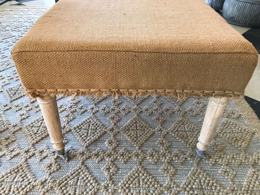 Burlap Bench On Casters [Photo 8]