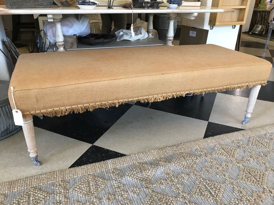 Burlap Bench On Casters [Photo 5]
