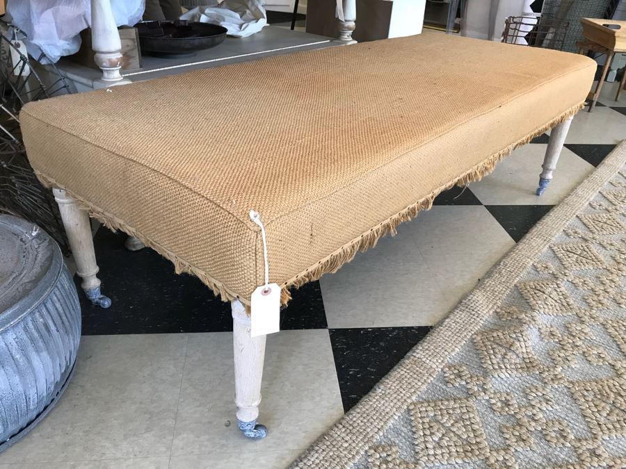 Burlap Bench On Casters [Photo 4]