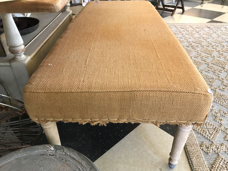 Burlap Bench On Casters [Photo 6]
