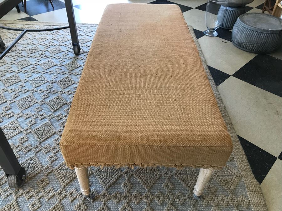 Burlap Bench On Casters [Photo 7]