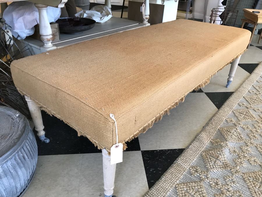 Burlap Bench On Casters [Photo 3]