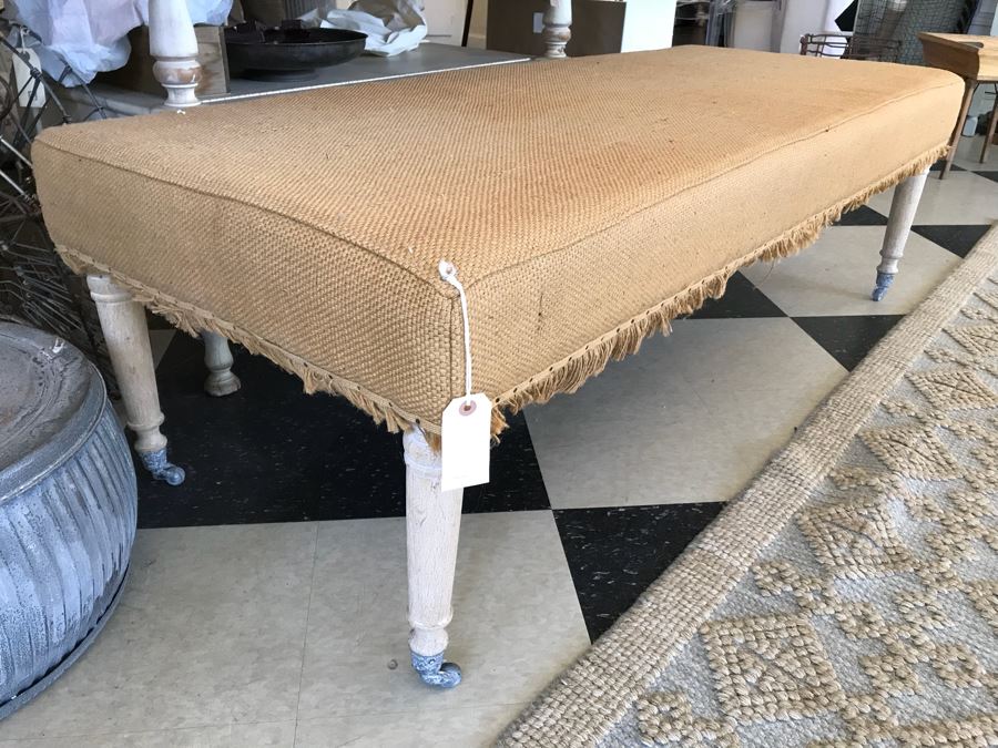 Burlap Bench On Casters [Photo 1]