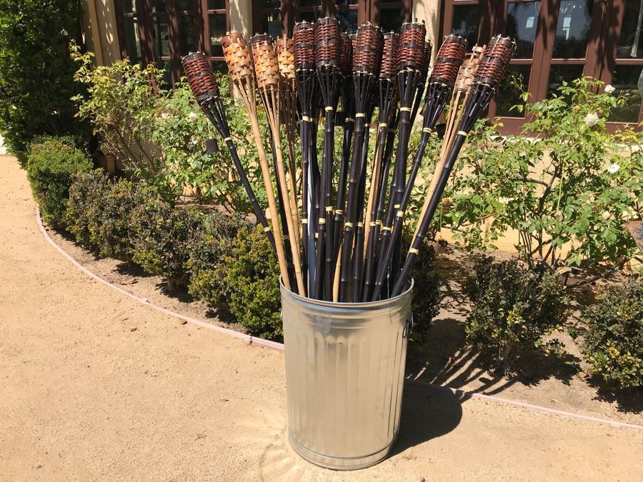 Galvanized Metal Garbage Can Filled With Outdoor TIKI Lights [Photo 2]