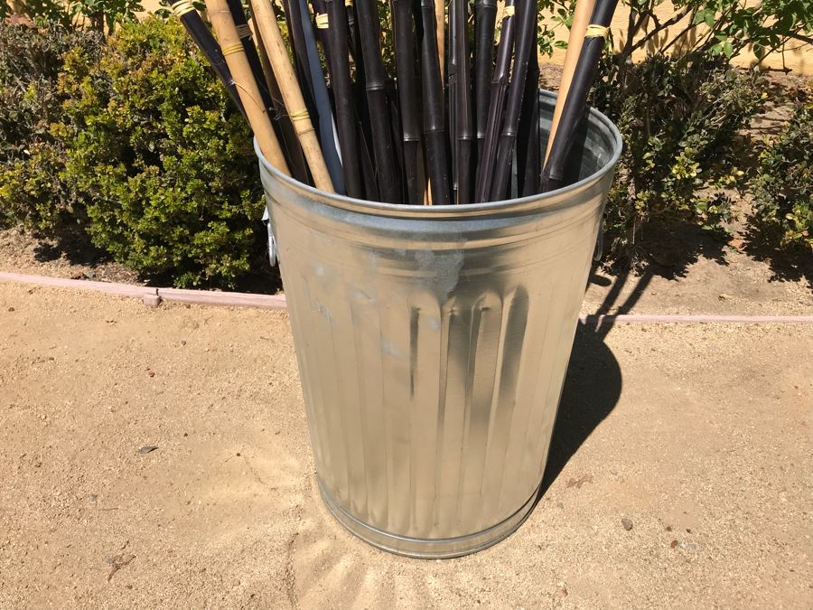 Galvanized Metal Garbage Can Filled With Outdoor TIKI Lights [Photo 3]