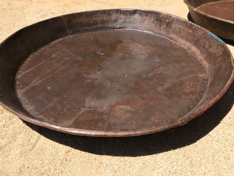 Set Of (3) Very Large Vintage Metal Pans