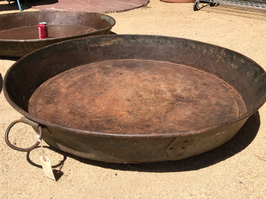 Set Of (3) Very Large Vintage Metal Pans