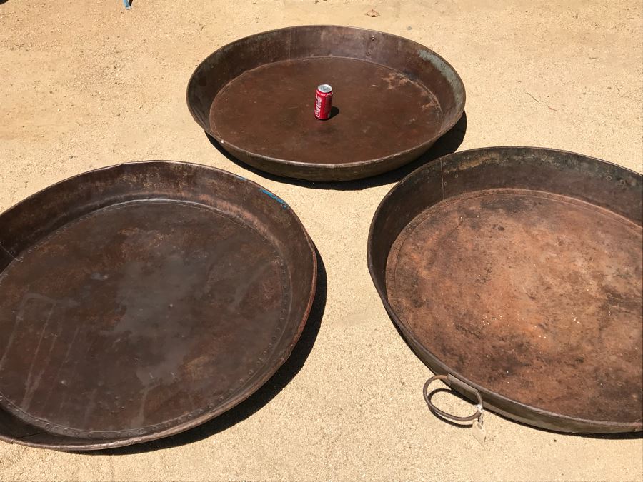 Set Of (3) Very Large Vintage Metal Pans [Photo 4]