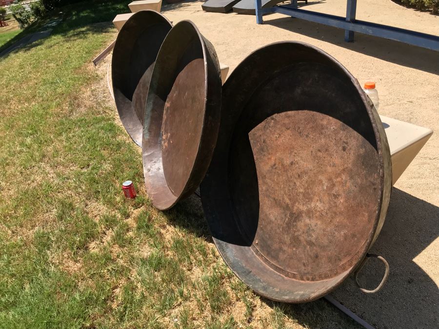 Set Of (3) Very Large Vintage Metal Pans [Photo 21]