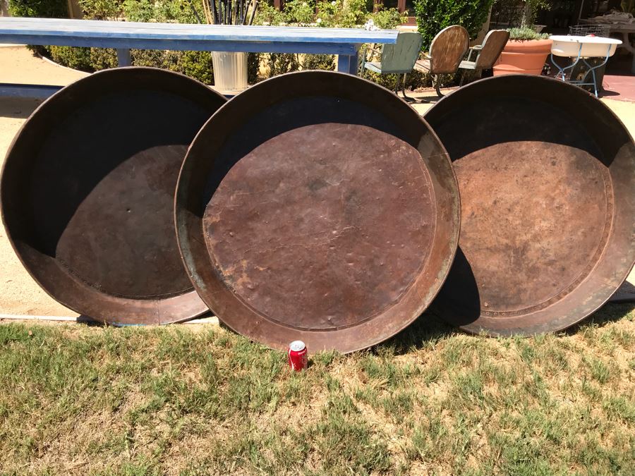 Set Of (3) Very Large Vintage Metal Pans [Photo 1]