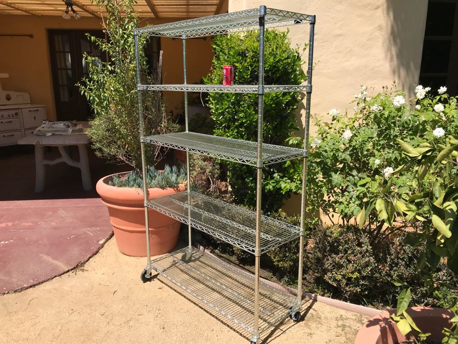 Rolling Metal 5-Shelf Rack 48' X 18' X 76' [Photo 4]