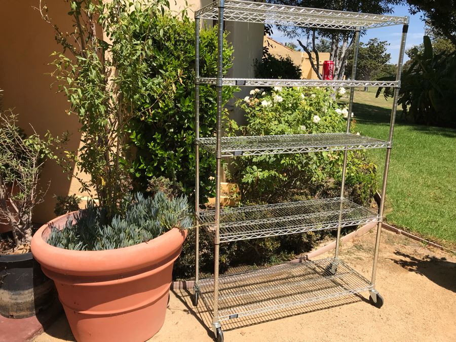 Rolling Metal 5-Shelf Rack 48' X 18' X 76' [Photo 3]