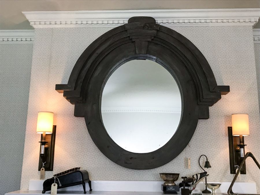 Large Painted Wood Architectural Mirror [Photo 1]