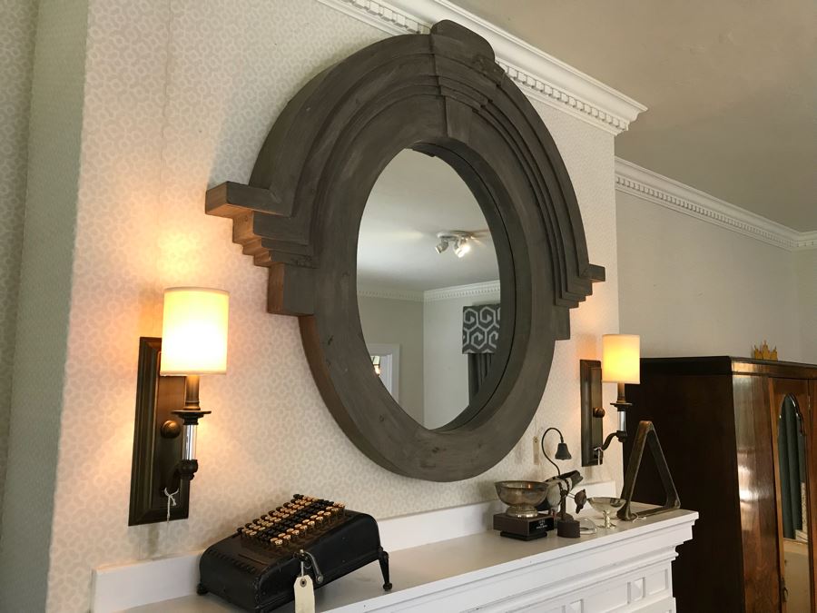 Large Painted Wood Architectural Mirror [Photo 2]