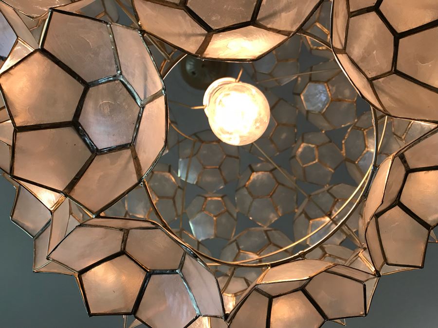 Large Capiz Shell Globe Chandelier [Photo 5]