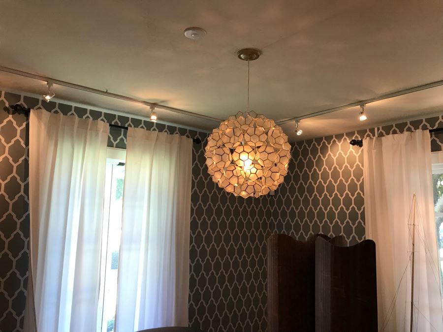 Large Capiz Shell Globe Chandelier [Photo 7]