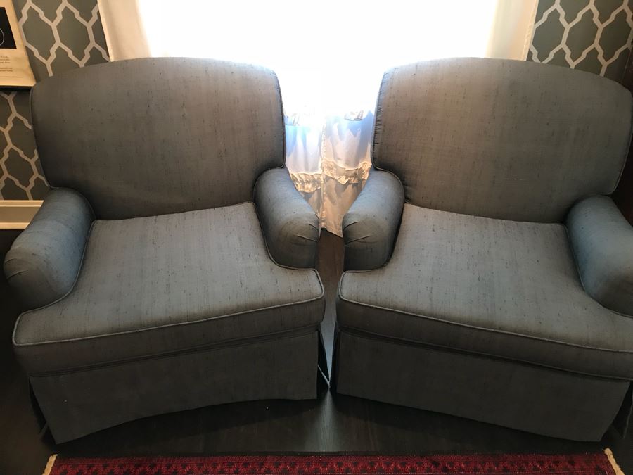 Pair Of Jim Thompson Silk Armchairs [Photo 7]